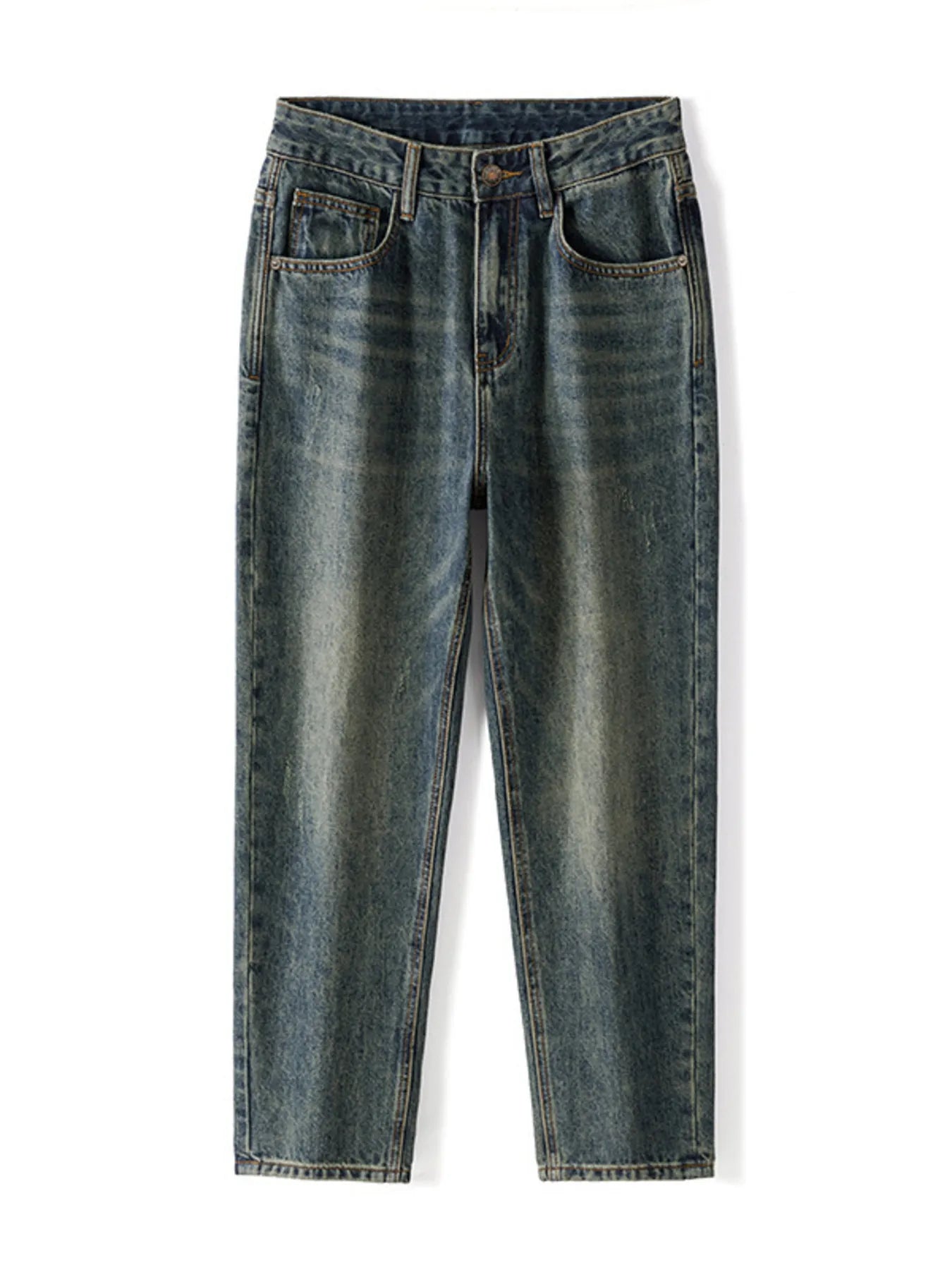 Men's Wide Leg Jeans Nostalgic Blue Washed Relaxed Fit Denim Pants 118f1649b23a4d7e8190aff95a5f8e09-Max-Origin Trendsi