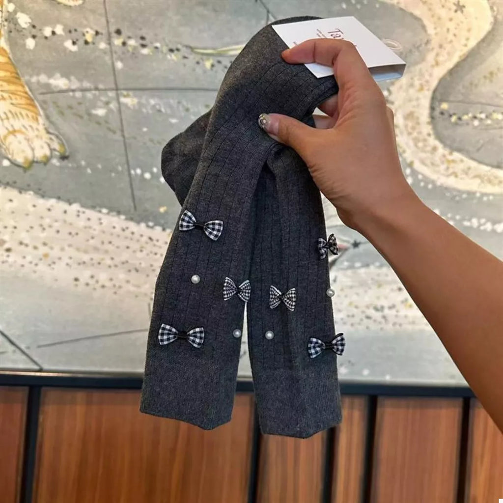 Women's Crew Socks Cotton Bow Pearl Detail Soft 1 Pair 1195a563-1ef2-4d93-971f-e18349090854-Max-Origin Trendsi