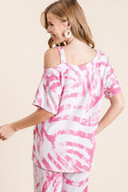 BiBi Outfit Set Zebra Print Fuchsia Pink French Terry Top and Pants Set 11981a9bada14dbf8ab94cacfa5958ec-Max-Origin Trendsi
