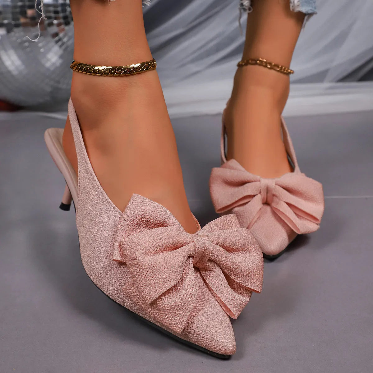 Women's Toe Pumps Slingback Pointed Bow Leopard Pu Leather Shoes Pink 119f604aa2fd48c5bc13e8aa7d14ea6c-Max-Origin Trendsi