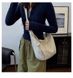 Lightweight Nylon Crossbody Bag Beige Casual Sports Hobos Dumpling Bag Women's