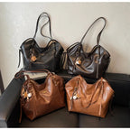 Women's Lagre Shoulder Bags Vintage Style Pu Leather Zipper Casual Handbags