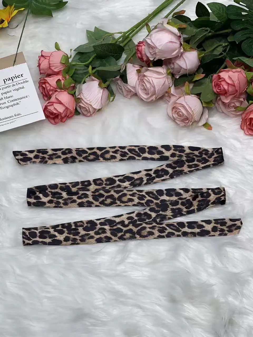Plus Size Leopard Print Long Sleeve Split Dress Women's Fashion Surplice Maxi Dress