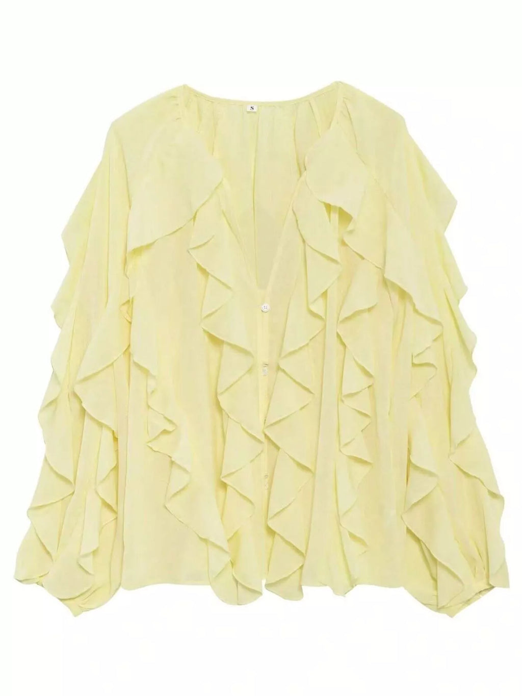 Womens Blouse Ruffled Layered Sheer Long Sleeve Top 11bb4615-ab5c-45a1-a67f-25cbd3af3399-Max-Origin Trendsi