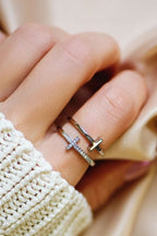 Inland Zircon Cross Ring 18K gold-plated Double Layered 925 Sterling Silver Silver 7 11e1dd41-bf46-4f8e-a6c4-fa986c79d33d-Max Trendsi