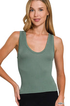 Zenana Ribbed Seamless Crop Tank Top