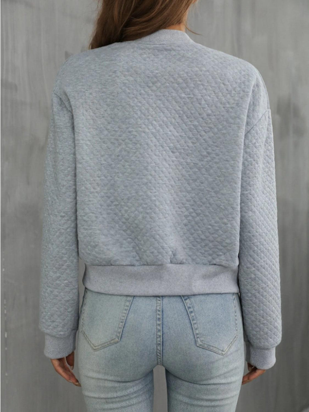 Textured Jacket Zip Up Long Sleeve Short Outwear 11ed33a1-b91c-4299-b318-a79dba8b43b1-Max_555ea11e-511b-4109-a8bc-0653795a67d7 Trendsi