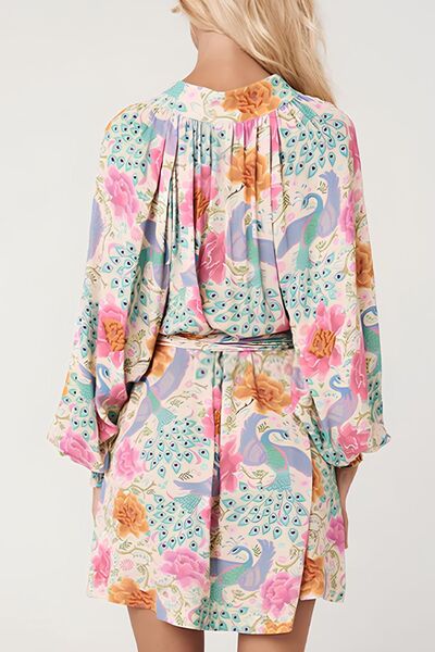 Floral Shirt Dress Lantern Long Sleeve Colorful Tied Belted Dresses 1233d6f9-aaa3-4e75-b81b-05177ba301d6-Min Trendsi