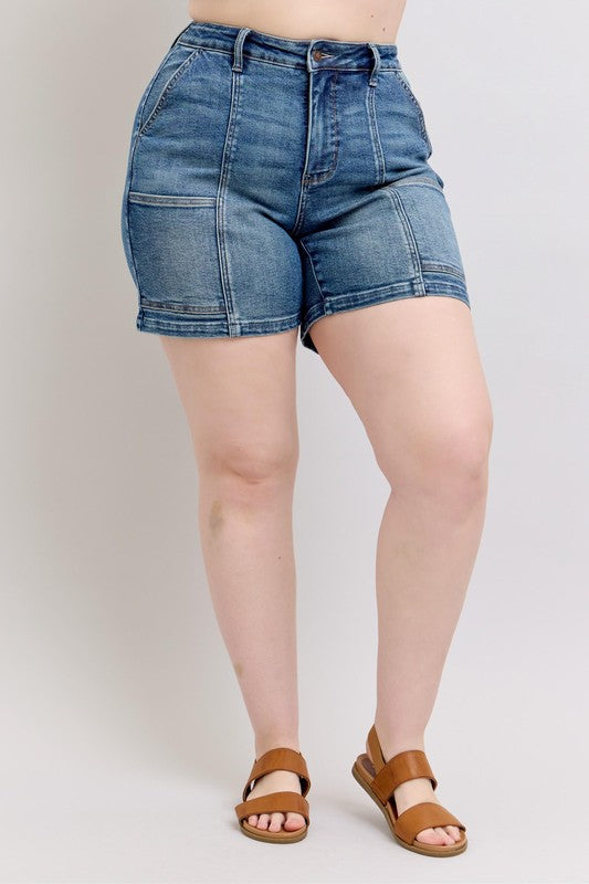 Judy Blue Denim Shorts High Rise Medium Wash S-3XL 1249b2ca-d81d-4764-92ef-b50d238cf716-Max Trendsi