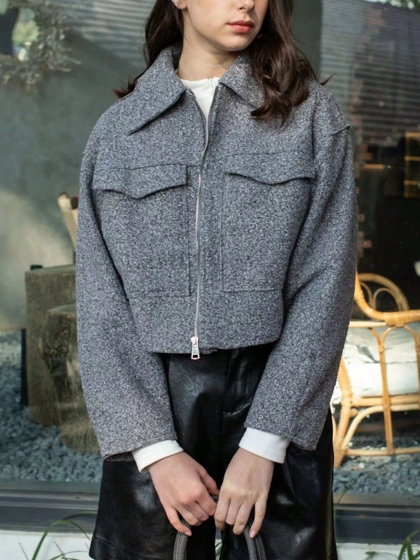 Womens Cropped Jacket Zip Up Long Sleeve Casual Fashion with Front Pockets 124ee122-ede3-45d4-936e-c3ba8adade28-Max-Origin Trendsi