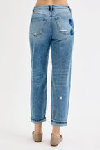 RISEN Women's Jeans Mid Rise Fit-boyfriend Heart Shade Light Washed Denim 124fdcd990664e27913345a904e73976-Max-Origin Trendsi
