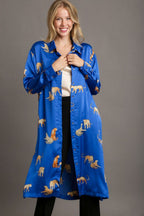 Umgee Midi Shirt Dress Royal Blue Animal Print Side Slit Long Sleeve Royal Blue 129162f5-25ed-44b8-80d1-47b43446ed59-Max Trendsi