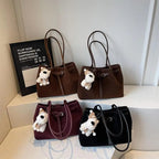 Women's Casual Shoulder Bag Buckle Drawstring Soft Matte Medium Handbags