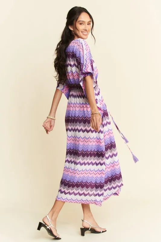 Davi & Dani Midi Dress Lilac Multi Color Wavy Tie Waist Flowy Sleeve 12a17c321e2d43b8912f1c032fd9459d-Max-Origin Trendsi
