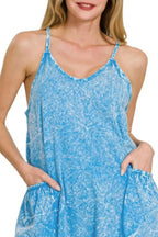 Zenana Romper Cotton Deep Sky Acid Crinkle Washed Spaghetti Strap 12c48579-1ddc-41ea-860c-49fa3f6f9853-Max-Origin Trendsi