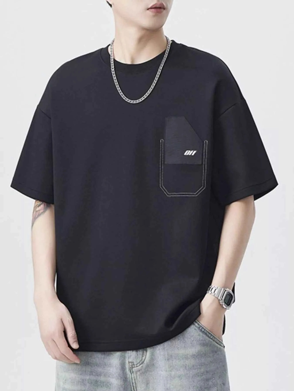 Men's Plus Size Casual Pocket Design Short Sleeve T-Shirt