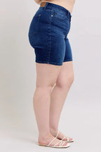 Judy Blue Bermuda High Waist V-Front Dark Blue Pocketed 12d4b390-40a6-49e8-9445-7f9620cb0f6a-Max-Origin Trendsi