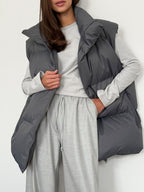 Padded Women Vest Coat Zip Up Turtleneck Sleeveless Mid Length Outwear 12e44342-c66a-40e6-8f4c-bcba82796066-Max Trendsi