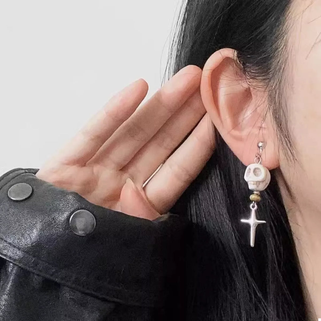 Skull Cross Drop Earrings Silver-plated Women's Jewelry 12f54e19-dbdf-435a-a7cb-953085c706b6-Max-Origin Trendsi