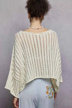 POL Cable-Knit Openwork Round Neck Cropped Sweater 12f8d5b8-48ca-4ea1-b35d-cbce3453a6d5-Max-Origin Trendsi