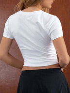 Women's T-Shirts Classic Round Neck Short Sleeve Printed Top Tees 1315c1a8-fd22-4ab0-8ccd-9e0c48ebee57-Min Trendsi