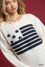 Umgee Women's Sweater Cream American Flag Distressed Hem Pullover 13359c00-3fda-4ac0-97ed-5109ba7c2de9-Max-Origin Trendsi