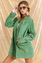 BiBi Blazer Emerald Green Washed Peak Lapel Double Breasted Oversized 133c68fd1694482d8804432139f1ba20-Max-Origin Trendsi