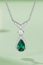 Murray Necklace 0.73 Carat Lab-Grown Emerald Teardrop Stone 925 Silver Plated 133dbe108be94af697b873869b000cda-Max Trendsi