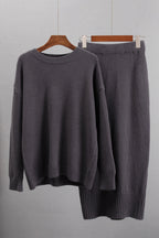 Women Sweater Set Round Neck Knit Top and Midi Skirt Basic Style 2 Pcs 13682655-f784-46a2-ab07-b3816186c2d7-Max Trendsi