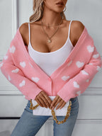 Women Cardigan Heart V-Neck Button Up Long Sleeve Soft Acrylic Knitwear 1370f666-48cc-4852-9ffa-ecf2cc543a2b-Max Trendsi