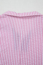 Women's Blouse Striped Print Contrast Split Neck Dolman Short Sleeve 137927b3-93bb-4d65-bf5c-31e32ab59b12-Max-Origin Trendsi