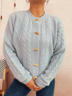 Women's Cardigan Cable Knit Button-Up Long Sleeve Knitwear 138414b1cca64fdc9311e5a1a172503f-Max-Origin Trendsi