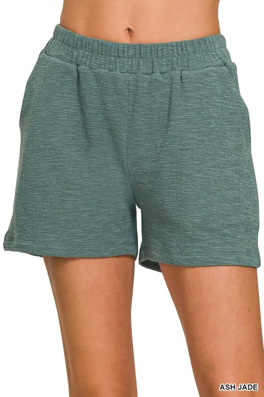 Zenana Cotton Shorts Slub Ash Jade Short Pants Comfort Pocketed 1385d368ccae43619676aaaeae355e3f-Max-Origin Trendsi