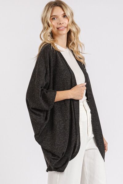 Mittoshop Cardigan Open Front Batwing 3/4 Sleeve Black 138925a4-b8a1-4937-924e-a1bd25c41f8a-Min Trendsi