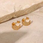 C-Hoop Earrings Stainless Steel Inlaid Zircon Gold-plated Jewelry 1396d476-78c5-4166-96a0-5f2d6cdcd6da-Max Trendsi