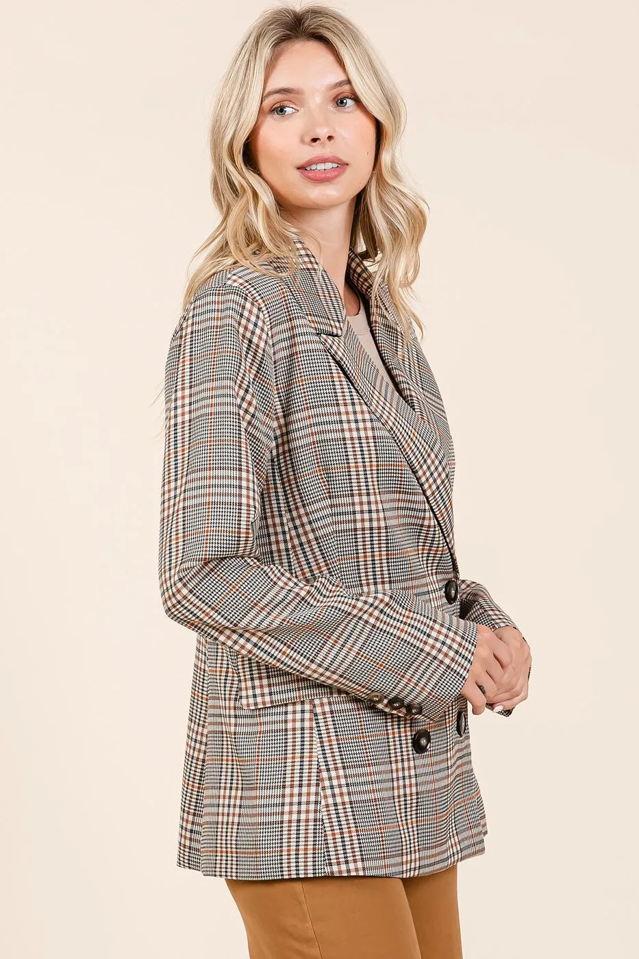 Mittoshop Plaid Blazer Double Breasted Relaxed Fit Pocketed Long Sleeve 13b37415769b4c7b9303f95186b1791b-Max-Origin Trendsi