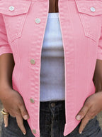 Women's Denim Jacket Short Button Front Long Sleeve with Pockets 13bf243e-cc17-46af-8955-3c09ba6a517c-Max-Origin Trendsi