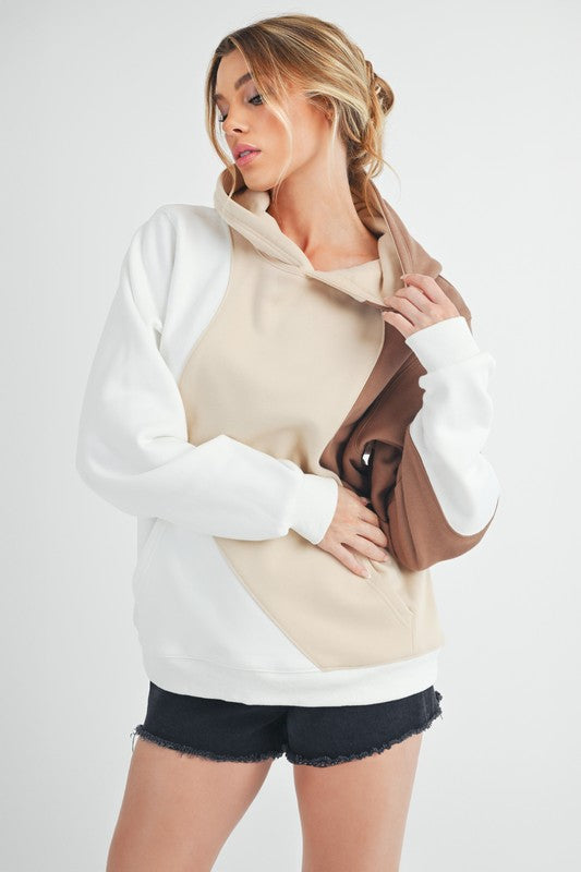 Aemi + Co Hoodie Sand Color Block with Kangaroo Pocket Long Sleeve 13c3e426-452c-4dcc-acda-7c8f3be025cd-Max Trendsi