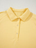 Women's Outfit Set Button Collar Drop Shoulder Top and Shorts 2pcs Set Yellow 13c9a2d185ff4cf7a014357341419316-Max-Origin Trendsi