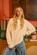 BiBi Womens Sweater Checker Ivory Board Drop Shoulder Knit Pullover 13e1e0501b4b4fa28328675359924f8a-Max-Origin Trendsi