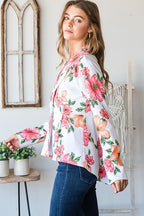 Heimish Floral Blazer Multi-Color Single Breasted Long Sleeve Ruffle with Tunic 13f591db-e878-43b2-8a78-574f43bdbe66-Min Trendsi