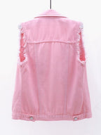 Denim Jacket Women's Raw Sleeveless Flap Pockets Plus Sizes S-5XL 13f5e0bf-0775-446d-b231-96a768e3384f-Max Trendsi