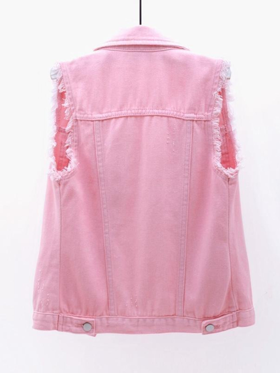 Denim Jacket Women's Raw Sleeveless Flap Pockets Plus Sizes S-5XL 13f5e0bf-0775-446d-b231-96a768e3384f-Max Trendsi