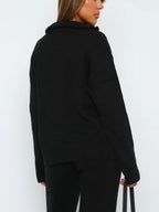 Outfit Set Ribbed Quarter Zip Long Sleeve Top and Pants Set 14082d9f-2151-4a9b-b4f3-bd2eee5cc5f5-Max Trendsi