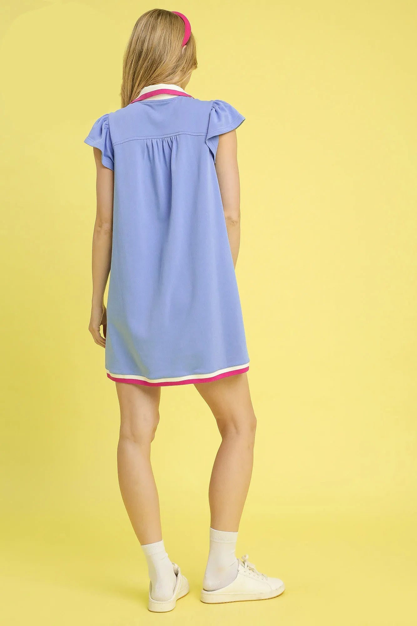 Umgee Mini Dress Casual Style Contrast Trim Cap Short Sleeve Blue Purple 14311cf1-c0a1-4b45-ad2e-7a1550ea183a-Max-Origin Trendsi