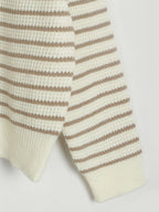 Women Striped Sweater Half Zip High Neck Long Sleeve Soft Knit Pullover 14372e90-734a-43de-b110-5acc16984711-Max Trendsi