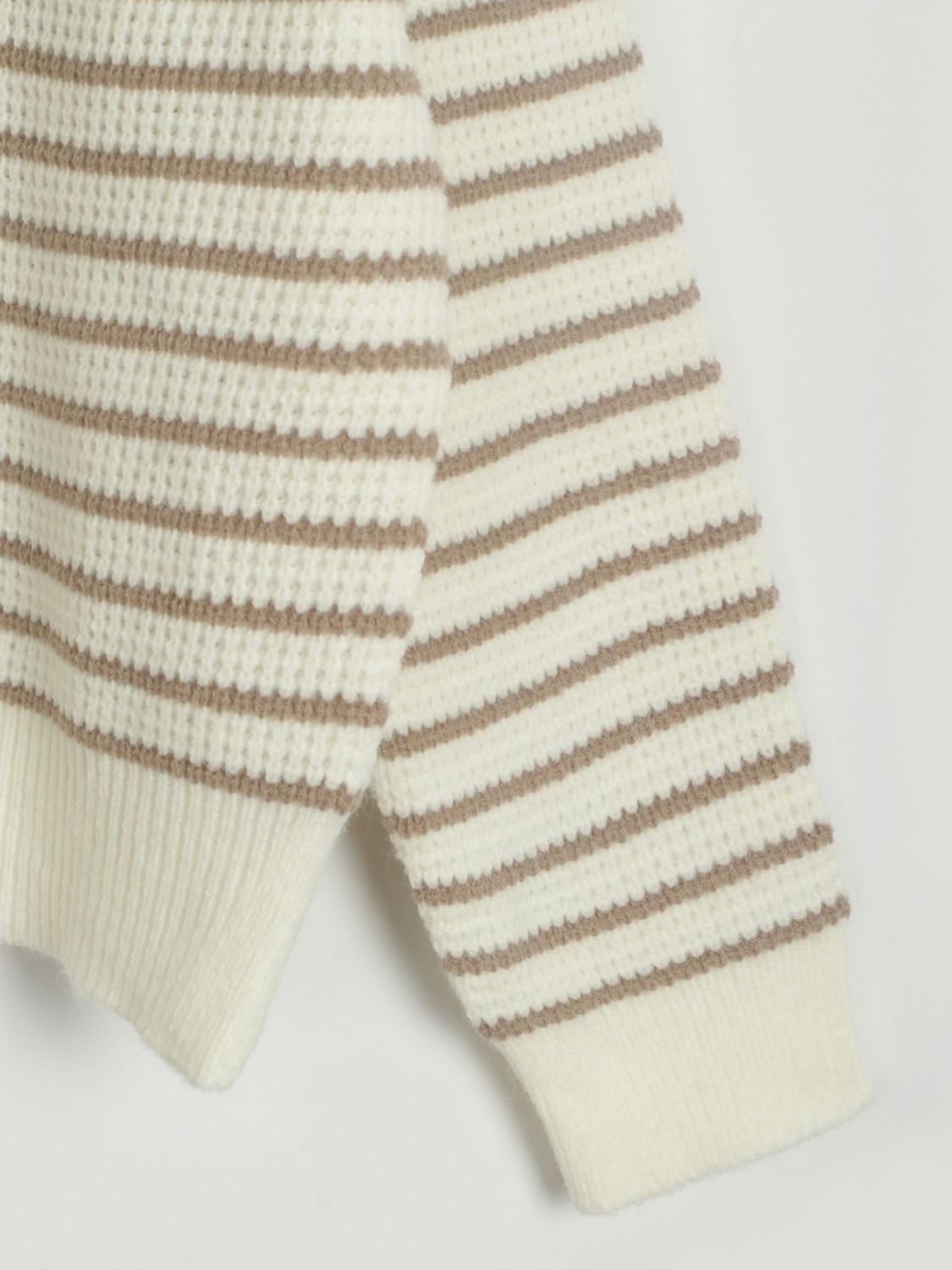 Women Striped Sweater Half Zip High Neck Long Sleeve Soft Knit Pullover 14372e90-734a-43de-b110-5acc16984711-Max Trendsi