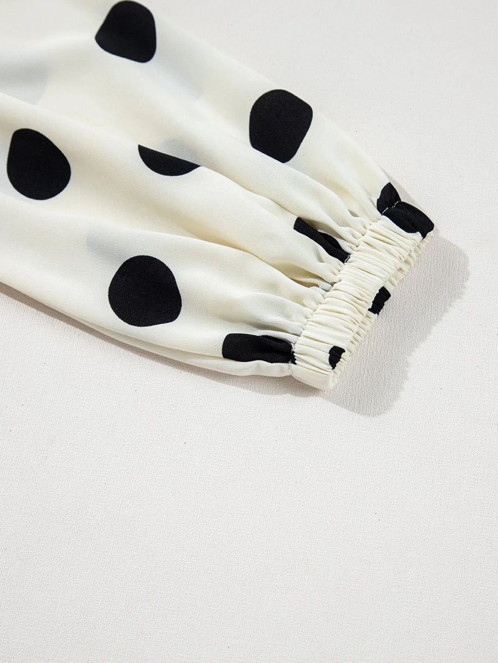 Mini Dress Polka Dot Beige Surplice V Neck Ruffled Puff Long Sleeve 1445ce29-9500-466d-9754-35a7c084f69f-Max-Origin Trendsi