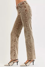RISEN Womens Corduroy Pants Mocha Straight Leg Tummy Control Mid Rise 145cbf2f-0edd-4557-933e-394cdf145f87-Max-Origin Trendsi