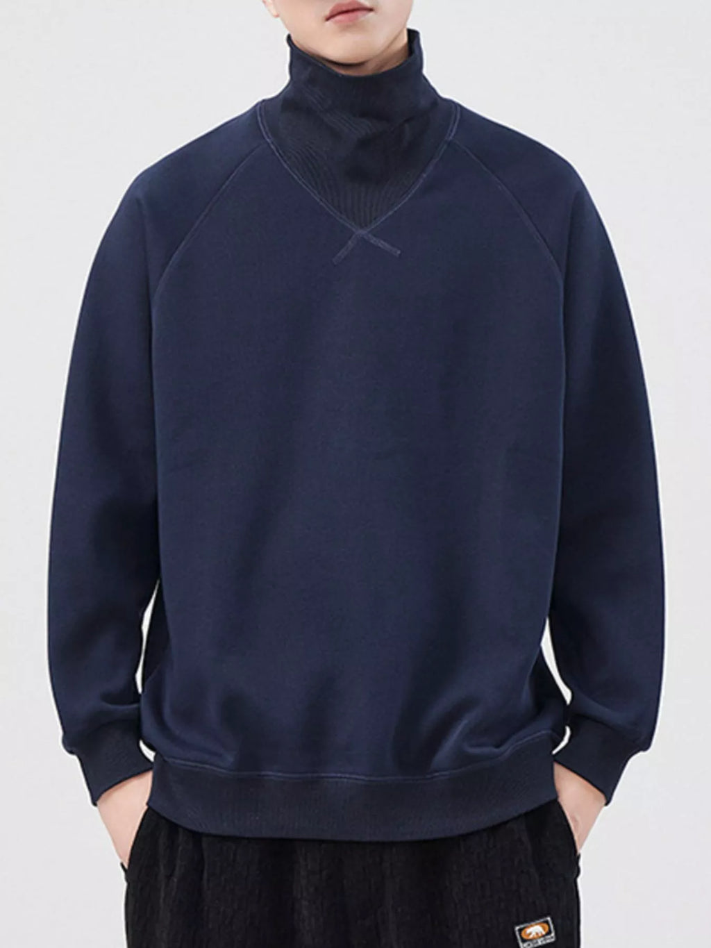 Men's Cotton Sweatshirt Turtleneck Long Sleeve Oversized Pullover Deep Navy Blue 147666e7-c1ca-469b-9950-85abcc49a3c8-Max-Origin Trendsi